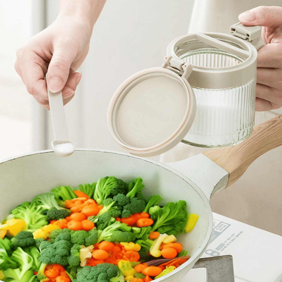 Mini Airtight Glass Containers with Spoon (300ml) | Perfect for Spices, Condiments & Snacks