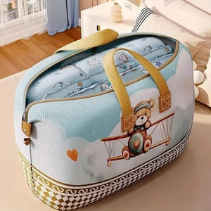 Cute Teddy Bear Multipurpose Storage Organizer Bag | Large Travel, Blanket & Clothes Storage Bag with Handle and Zipper