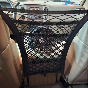 Premium 3 Layer Car Mesh Organizer for Backseat Storage | Pet & Kids Barrier Net Bag