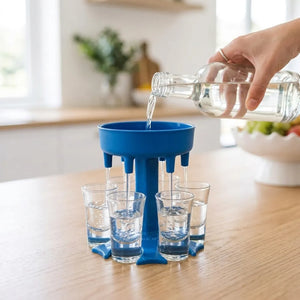 6 Shot Glass Dispenser with 6 Glasses | Beverage & Drink Dispenser Holder for Home Bar, Parties & Gatherings