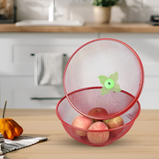 Apple Shape Fruit Basket with Lid Net Cover | Large Stainless Steel Food Storage Basket for Fruits & Vegetables, Protective Mesh Cover for Kitchen & Dining