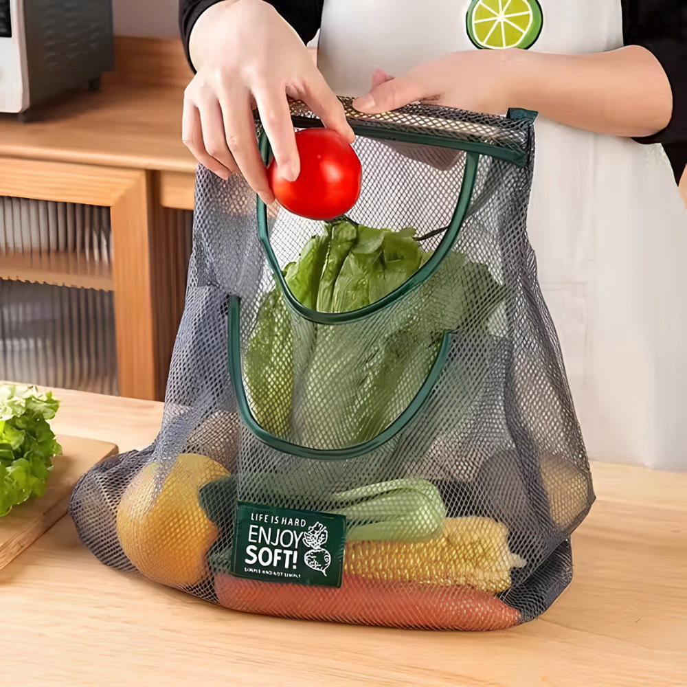 Reusable Mesh Storage Bags for Fruits & Vegetables | Washable Hanging Net Bags for Onion, Garlic & Kitchen Organization