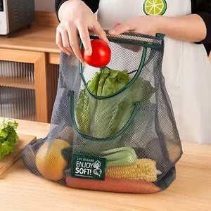 Reusable Mesh Storage Bags for Fruits & Vegetables | Washable Hanging Net Bags for Onion, Garlic & Kitchen Organization