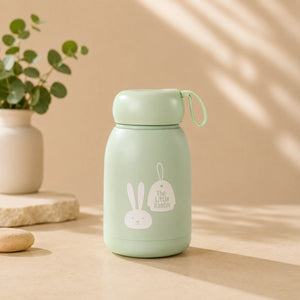 330ml Cute Bunny Water Bottle for Kids | Insulated Stainless Steel Sipper Bottle with Rabbit Print, Leakproof Vacuum Flask for School, Travel & Daily Use