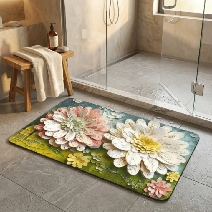 3D Floral Printed Door Mat | Anti-Slip Soft Floor Rug for Bathroom, Bedroom & Entra