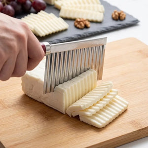 Stainless Steel Crinkle Potato Cutter | Wavy Vegetable Slicer Knife for French Fries, Chips & Garnishing