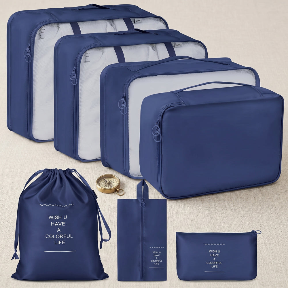 7 in 1 Travel Organizer Set | Packing Cubes, Laundry, Shoe & Cosmetic Bags for Suitcase & Luggage Packing (Multicolor)