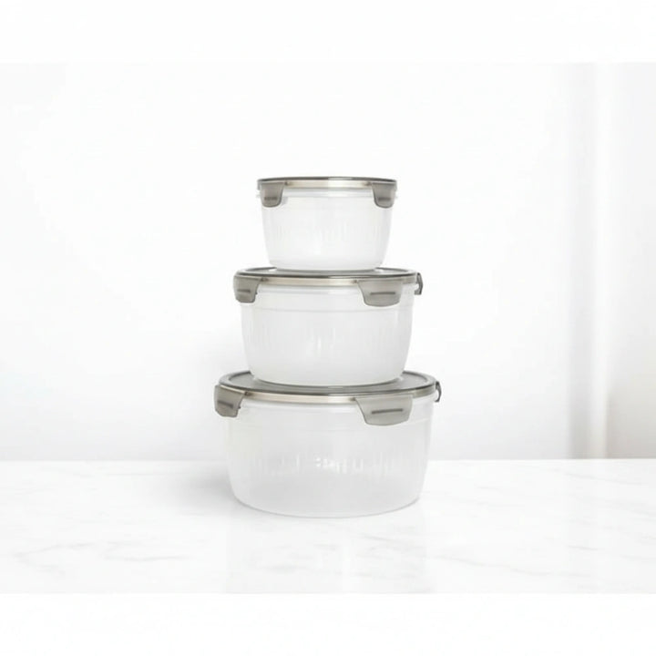Airtight Clip-Lock Food Storage Containers 1800 ml (Set of 3) | Leakproof Fridge & Kitchen Organizer Boxes