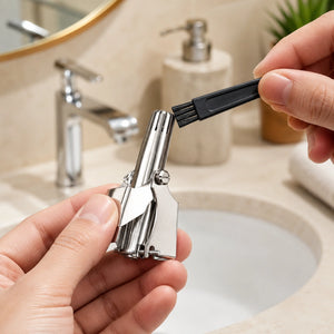 Premium Stainless Steel Manual Nose Hair Trimmer for Men & Women | Pain-Free Nose & Ear Hair Remover | Washable Precision Grooming Tool