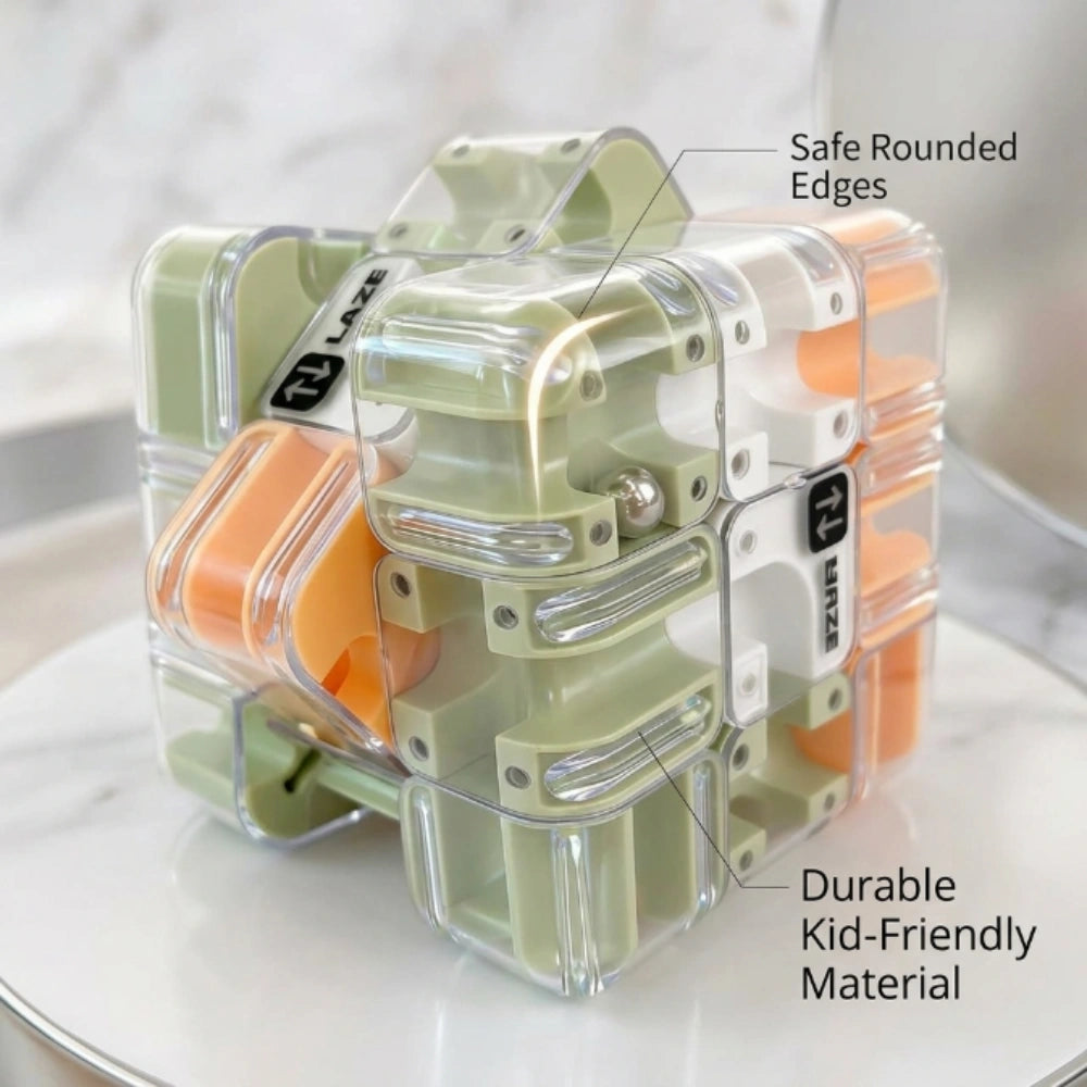 3D Ball Rolling Maze Cube Puzzle | Transparent Labyrinth Brain Teaser IQ Toy for Kids & Adults