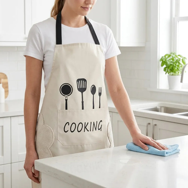 Waterproof PVC Kitchen Apron with Large Pockets | Oil & Stain Resistant Cooking Apron for Men & Women | Easy-Clean Kitchen Apron