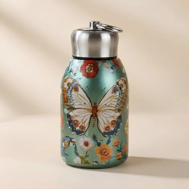 300ml Butterfly Print Stainless Steel Vacuum Insulated Water Bottle | Double Wall Hot & Cold Thermos Flask | Premium Mini Handy Bottle
