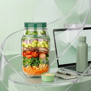 Leakproof Salad Jar with Side Opening Lid | BPA-Free Portable Salad Container with Dressing Cup