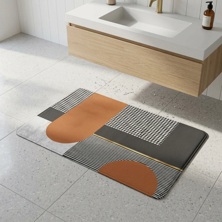 Happy Geometric Door Mat | Anti-Slip Soft Floor Rug | Modern Bathroom & Entrance Home Decor Mat