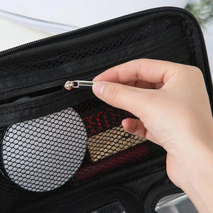 Premium Makeup Organizer Pouch | Travel Cosmetic Storage Bag with Brush Holders & Multi-Compartment Design