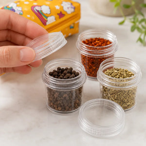 5PCS Portable Spice Jar Set | 5-in-1 Stackable Seasoning Bottles with Holder | Travel, Picnic, Camping & Kitchen Spice Organizer
