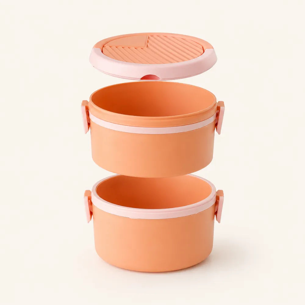2-Layer Portable Lunch Box | Large Plastic Bento Box | Reusable Food Storage Container for Office, School & Travel