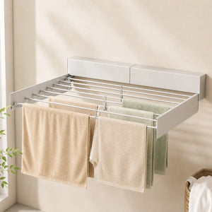 40 in. Indoor/Outdoor Retractable Industrial Gray Wall Mount Drying Rack