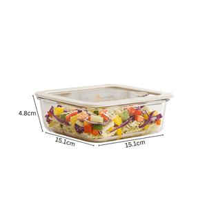 Compact Square Borosilicate Glass Meal Box | 610ml Steam-Vent Lid for Easy Reheating