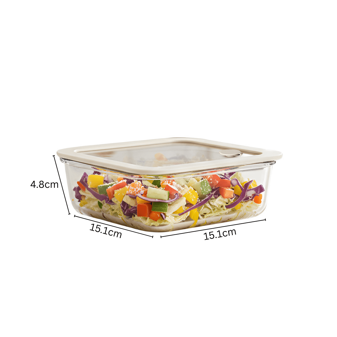 Compact Square Borosilicate Glass Meal Box | 610ml Steam-Vent Lid for Easy Reheating