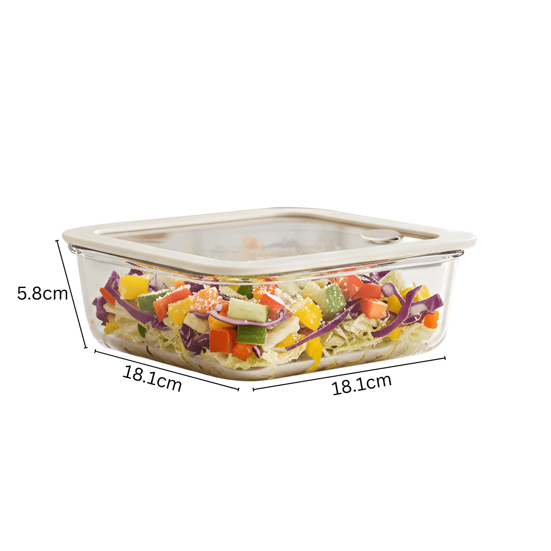 1170ml Large Square Borosilicate Glass Meal Container | Vented Lid for Easy Reheating