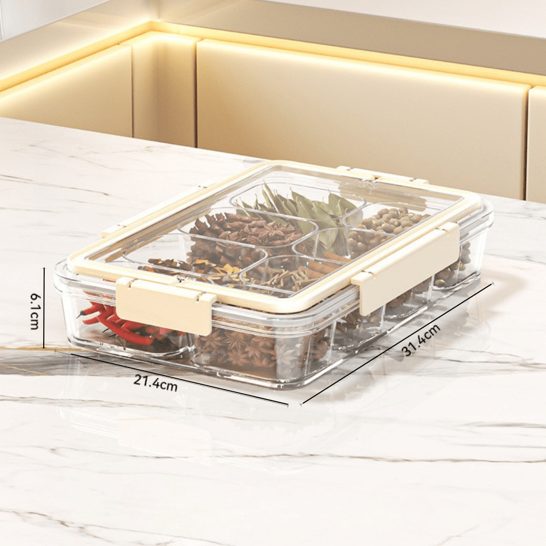 Food Grade Divided Storage Box with Lid | Portable Multi Section Food Organizer