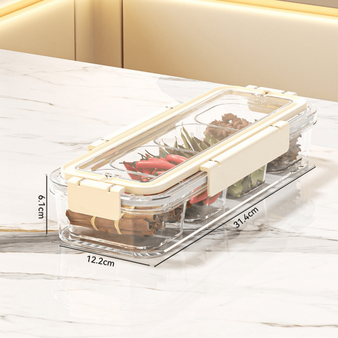 Food Grade Divided Storage Box with Lid | Portable Multi Section Food Organizer