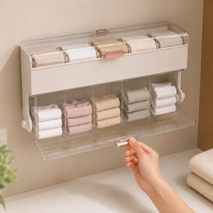 Clear Wall-Mounted Bathroom Organizer | Dustproof Sock & Underwear Storage Box | Large Capacity Transparent Storage Container