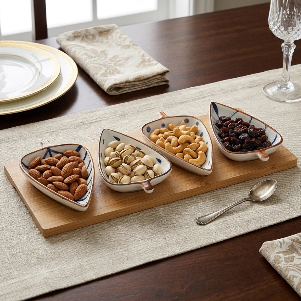 Multipurpose Snack Serving Dish with Compartments | Dry Fruit, Namkeen, Nuts, Candy & Fruit Serving Tray | Elegant Decorative Tableware for Home, Kitchen & Parties