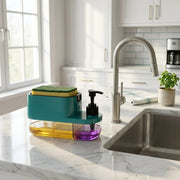 3 in 1 Liquid Soap Dispenser with Sponge Holder | Pump Soap Dispenser for Kitchen & Bathroom