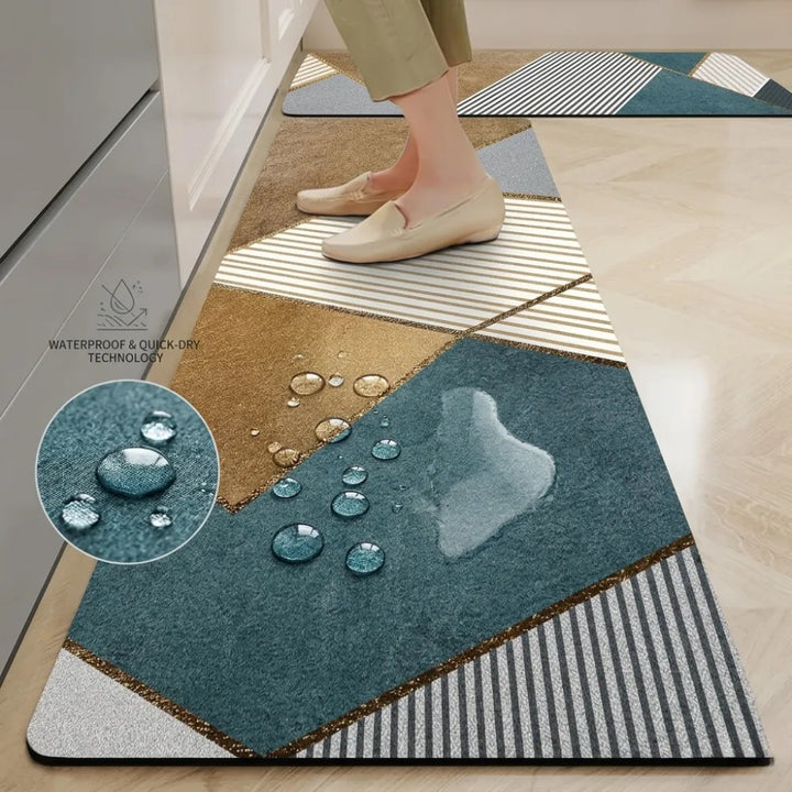 2-Piece Kitchen Mat Set | Waterproof Memory Foam Anti-Fatigue Non-Slip Rugs for Kitchen, Sink, Laundry & Office (120x40cm + 40x60cm)