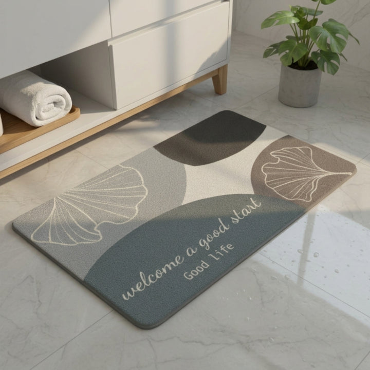 Modern Abstract Anti-Slip Bathroom Mat | Soft Absorbent Quick Dry Floor Rug Minimalist Entryway & Washroom Carpet