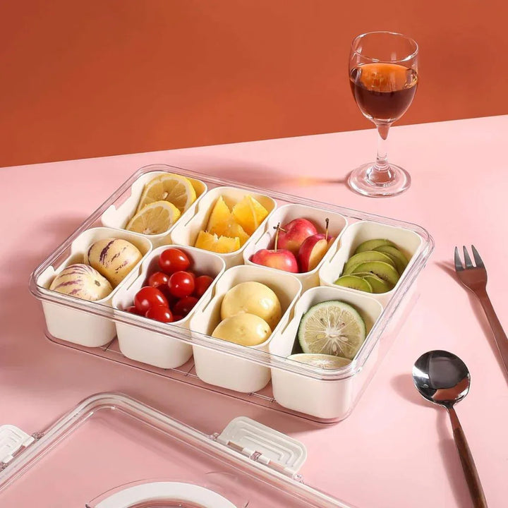 Snackle Storage Organizer – 8-Section Portable Snack Container with Adjustable Dividers - Housious