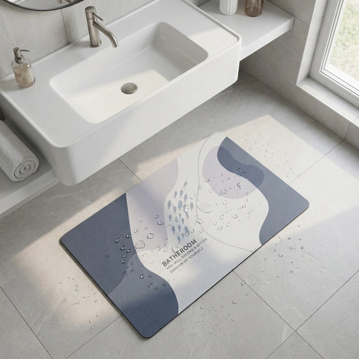 Abstract Pastel Bath Mat | Modern Non Slip Bathroom Rug Minimalist Soft Floor Mat