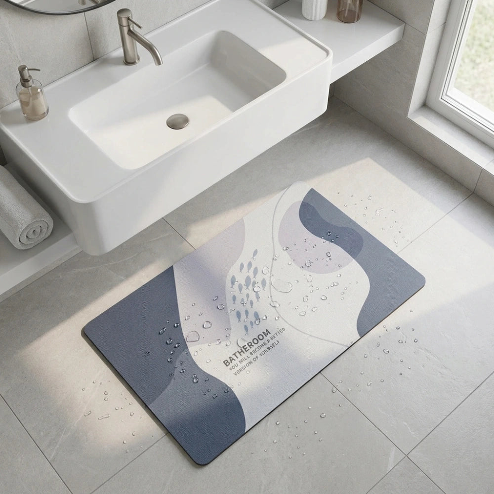 Abstract Pastel Bath Mat | Modern Non Slip Bathroom Rug Minimalist Soft Floor Mat