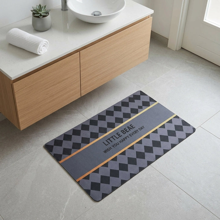 Little Beae Printed Bathroom Mat | Soft Quick Dry Anti-Slip Absorbent Floor Rug for Bathroom Entrance & Bedroom