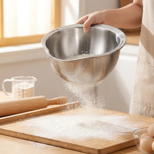 4-in-1 Rice Washer Bowl | Multipurpose Rice Washing, Straining, Mixing & Food Prep Bowl for Kitchen