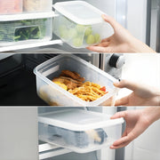 Fridge Storage Containers (Set of 6) with Draining Basket 1800ml | Stackable Airtight Food Organizer Boxes