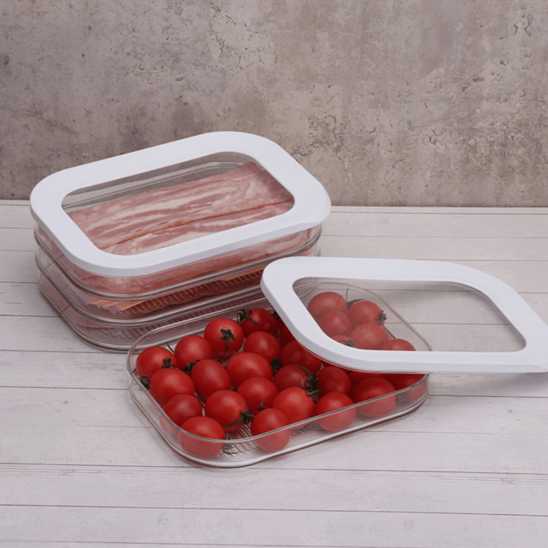 Multi-Purpose 3-Layer Transparent Refrigerator Sealed Storage Box with Lid | Stackable Fridge Organizer