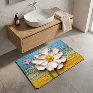 3D Floral Anti-Slip Door Mat | Soft Absorbent Washable Floor Rug for Bathroom, Bedroom & Entrance