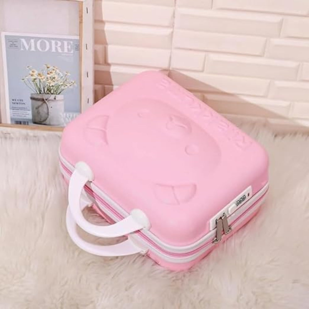 Mini Hard Shell Makeup Vanity Case | Waterproof Travel Cosmetic Organizer with Password Lock & Portable Carry Handle for Women