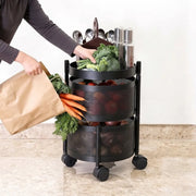 2-Layer Round Multipurpose Storage Trolley with Wheels | Rotating Organizer for Home & Office