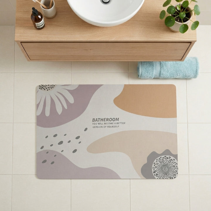 Abstract Minimalist Bathroom Floor Mat | Soft Non-Slip Absorbent Bath Rug Modern Decorative Bathroom Door Mat Quick Dry Washable Floor Carpet