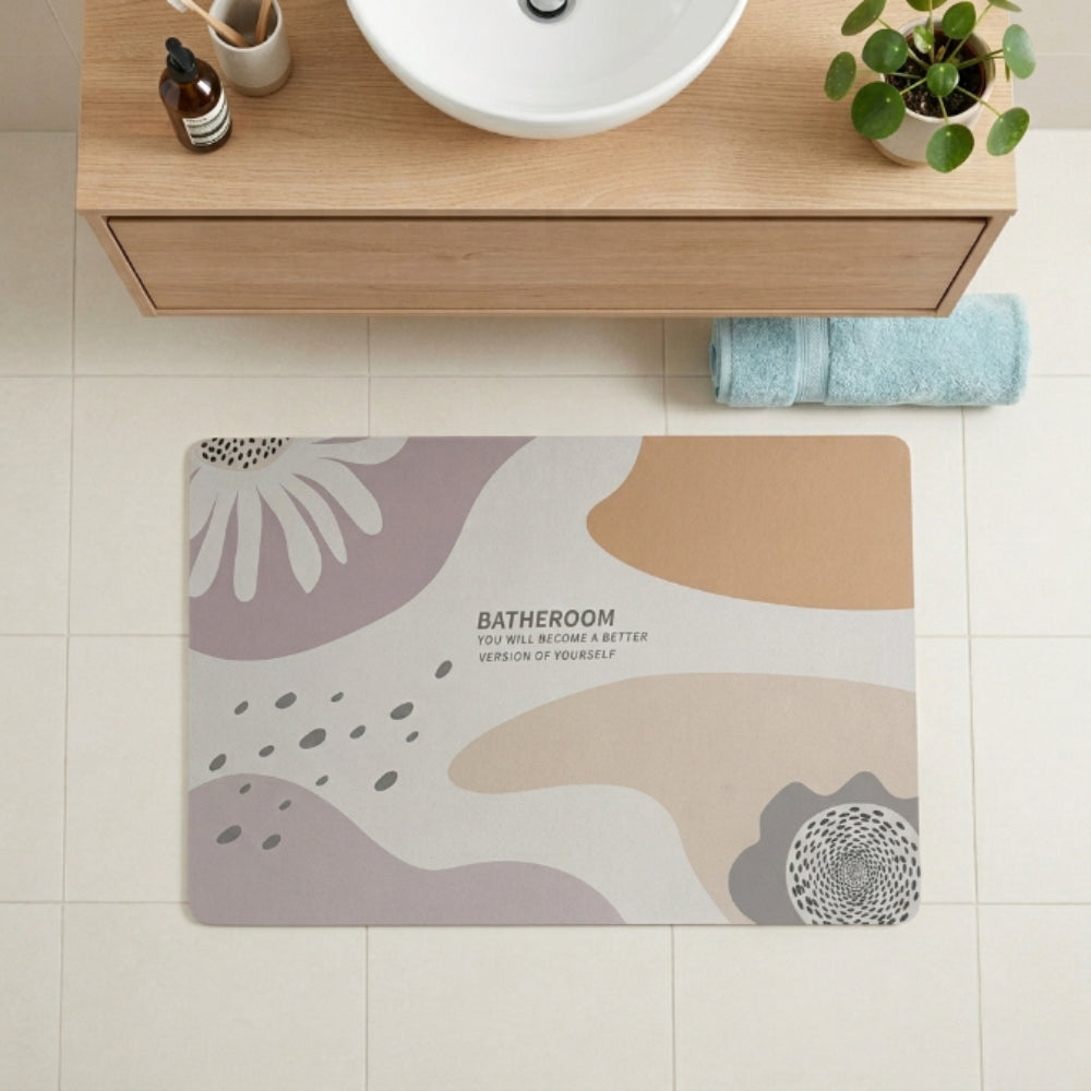 Abstract Minimalist Bathroom Floor Mat | Soft Non-Slip Absorbent Bath Rug Modern Decorative Bathroom Door Mat Quick Dry Washable Floor Carpet