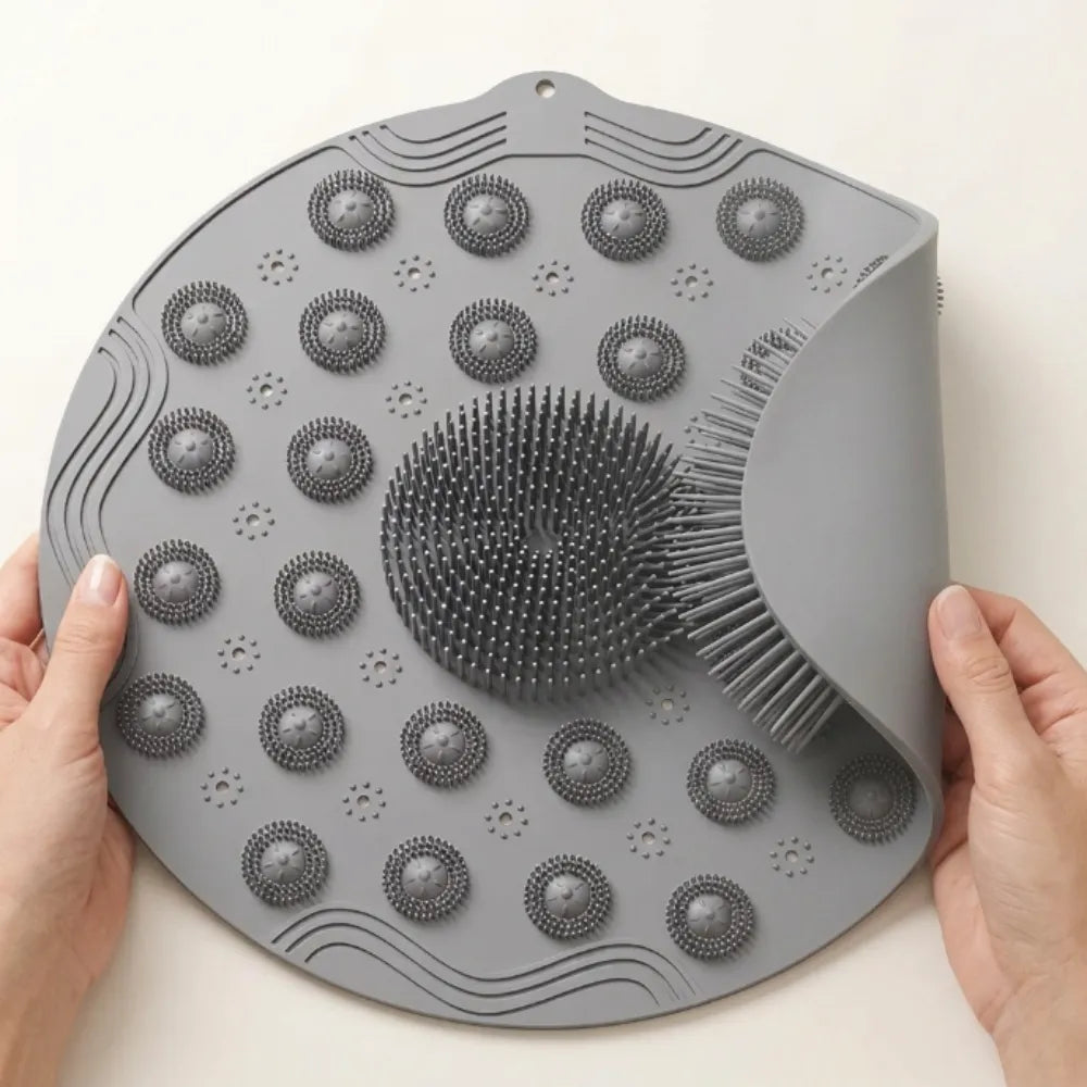 Round Non-Slip Shower Mat Massage Mat with Suction Cups and Drain Holes, PVC Washable Shower Massage Foot Pad for Kids, Adults, Elderly, Bathroom