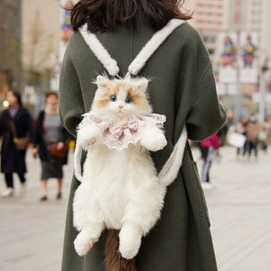 Cute 3D Ragdoll Cat Backpack Bag | Plush Stuffed Animal Shoulder Bag for Girls & Women