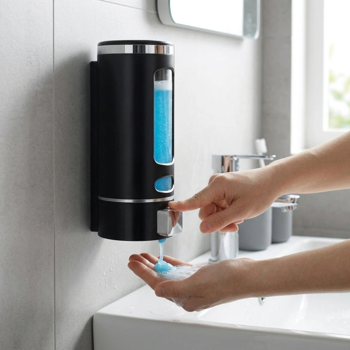 Wall Mounted Liquid Hand Wash Soap Dispenser | Refillable Manual Pump Dispenser for Bathroom & Kitchen