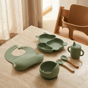 Cat Shaped Silicone Baby Feeding Set | 6 Piece BPA-Free Baby-Led Weaning Kit with Bib, Suction Bowl, Plate, Cup, Spoon & Fork