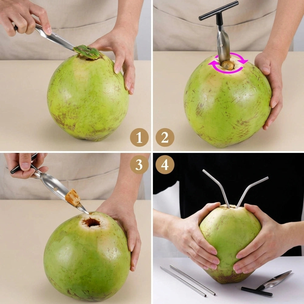 Stainless Steel Coconut Opener Tool | Coconut Water Opener & Driller | Heavy Duty Coconut Hole Punch for Tender & Green Coconuts
