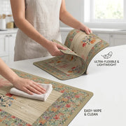 2-Piece Floral Kitchen Mat Set | Decorative Non-Slip Cushioned Anti-Fatigue Rugs for Kitchen, Sink & Office Floor